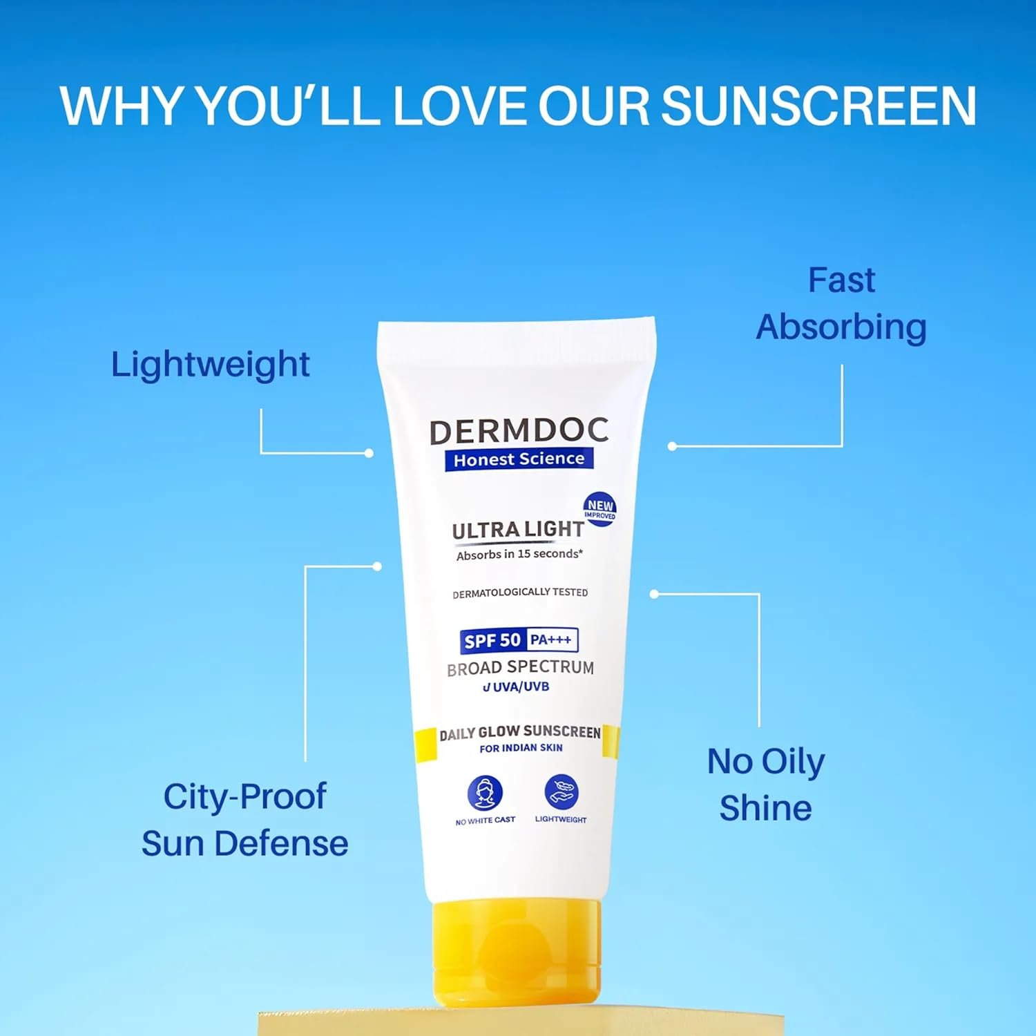 DermDoc All By Purplle Ultra Light Spf 50 Pa+++ Daily Glow Sunscreen - Image 4